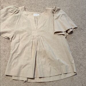 Chic Beige Blouse with Pleated Design